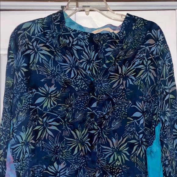 Soft Surroundings Navy and Teal Floral Blouse - Picture 4 of 12